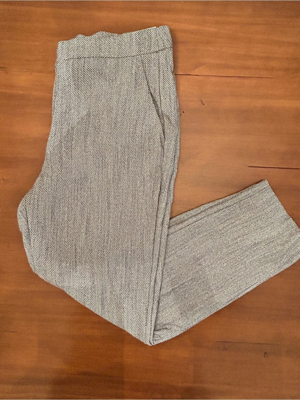 H&M NWT Herringbone Tweed Tapered Trousers Black White Size 10 - Picture 5 of 7